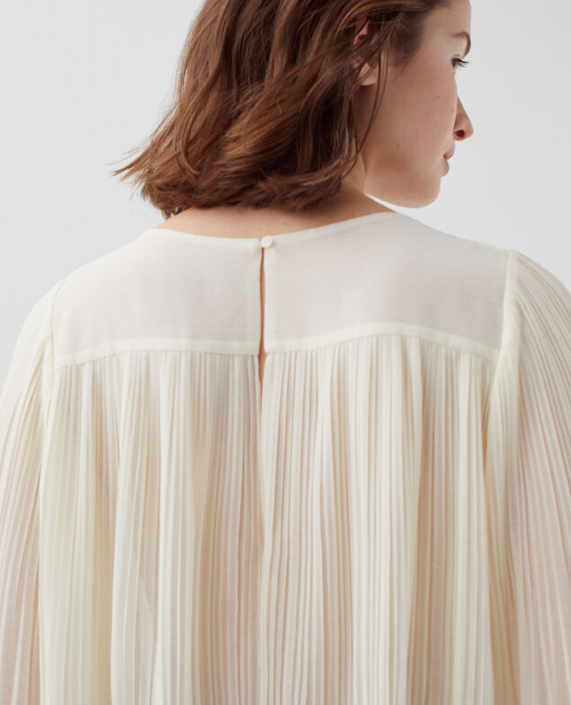 Fließende Plissee-Bluse I012 papyrus creme