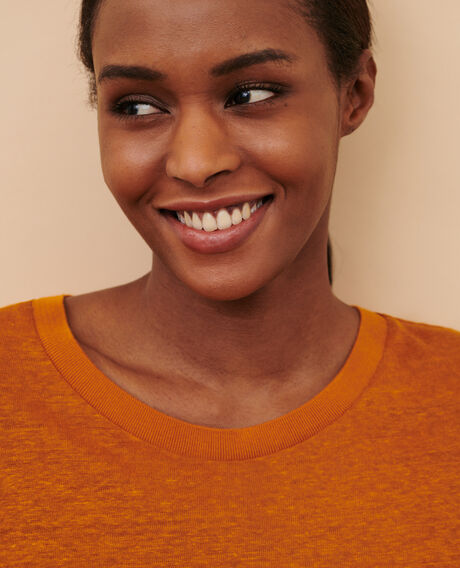 AMANDINE - T-Shirt mit Rundhalsausschnitt aus Leinen 29 orange 2ste055f05