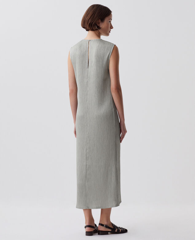 Langes, strukturiertes Kleid ohne Ärmel J050 shadow gray