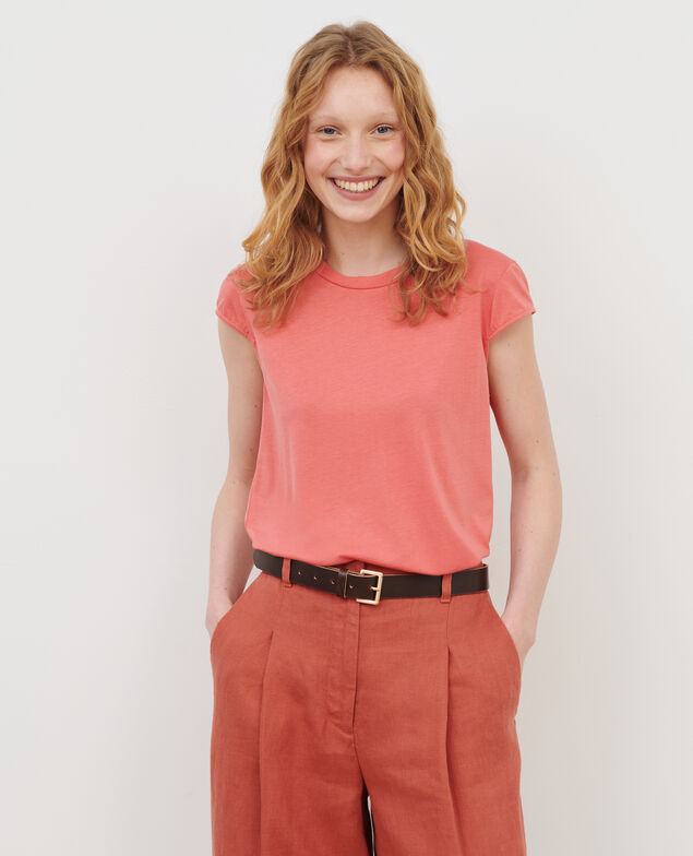 MANON – T-Shirt mit Rundhalsausschnitt aus gemischter Baumwolle 18 wine