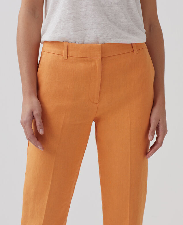 MARGUERITE - Zigarettenhose aus Leinen H220 apricot tan