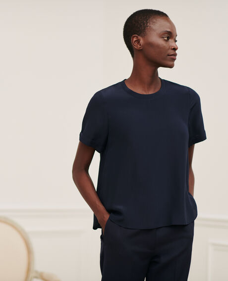 CORINNE - T-Shirt aus Seide 7012c 69 navy 2sto013s01