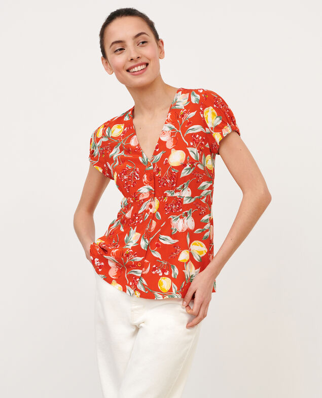 Kurzes gemustertes Top 103 print orange