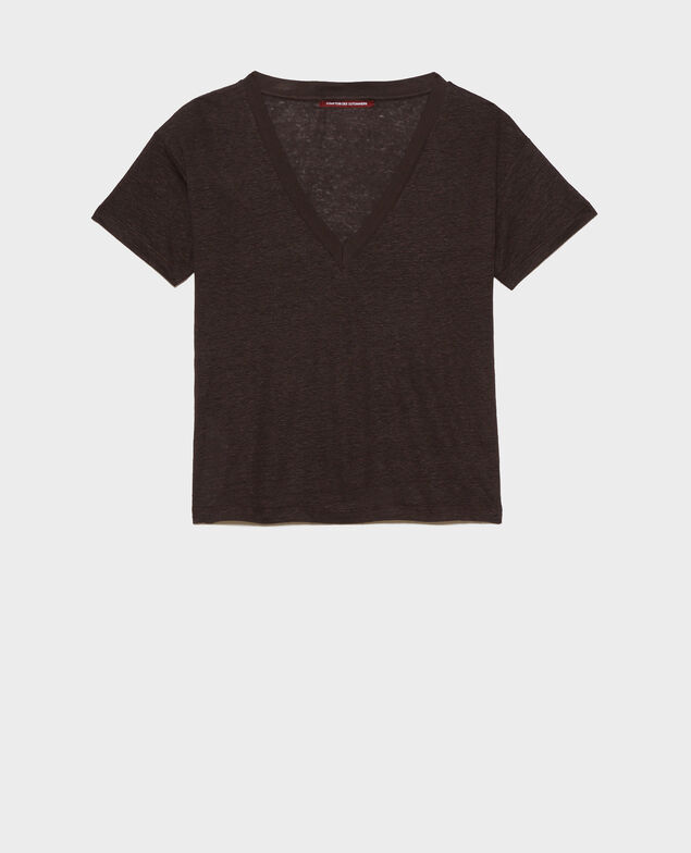 SARAH - T-Shirt mit V-Ausschnitt aus Leinen Mole