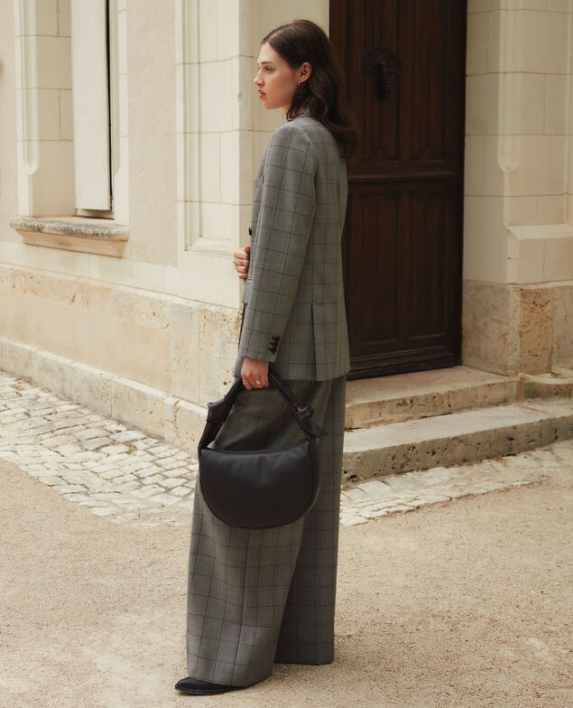 YVONNE - Weite Hose aus Wolle A030 grey check 3wpa010w04