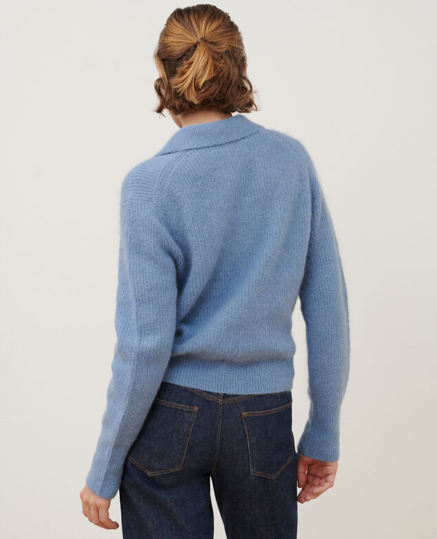 Pullover mit Polokragen aus Alpakamischwolle A601 lt blue infinity 3wju049w38