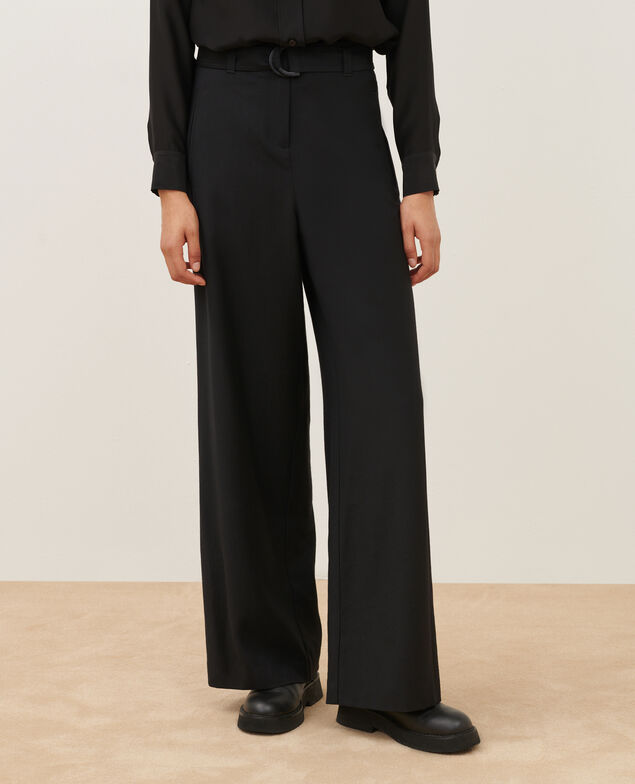 YVONNE - Weite Hose aus Wolle und Kaschmir 8853 09 black