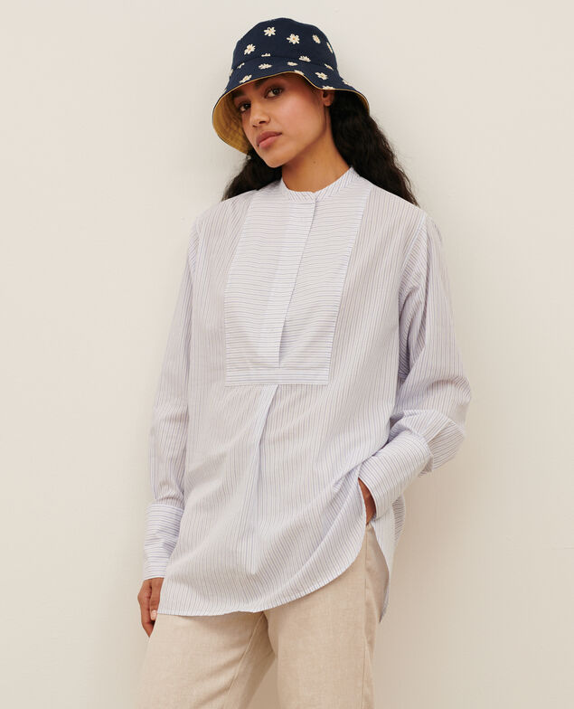 Bluse im Hemdstil aus Baumwolle 0622 blue medium stripes 3ssh289c21