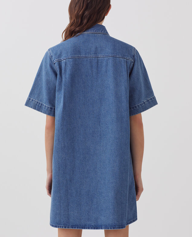 Kurzes Hemdkleid aus Denim J621 light blue