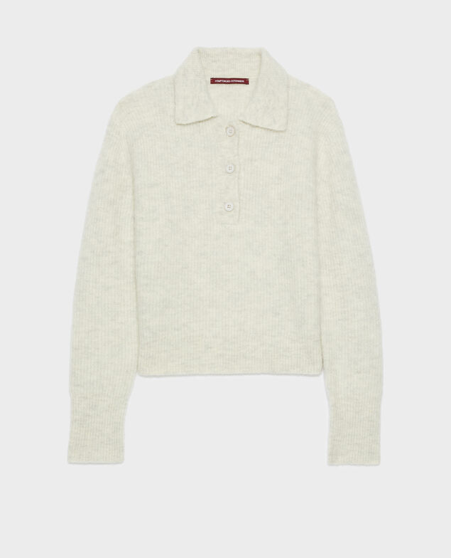 Pullover mit Polokragen aus Alpakamischwolle