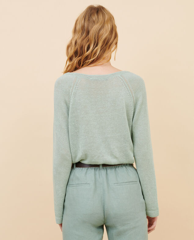 Pullover mit Rundhalsausschnitt aus Leinen 50 green