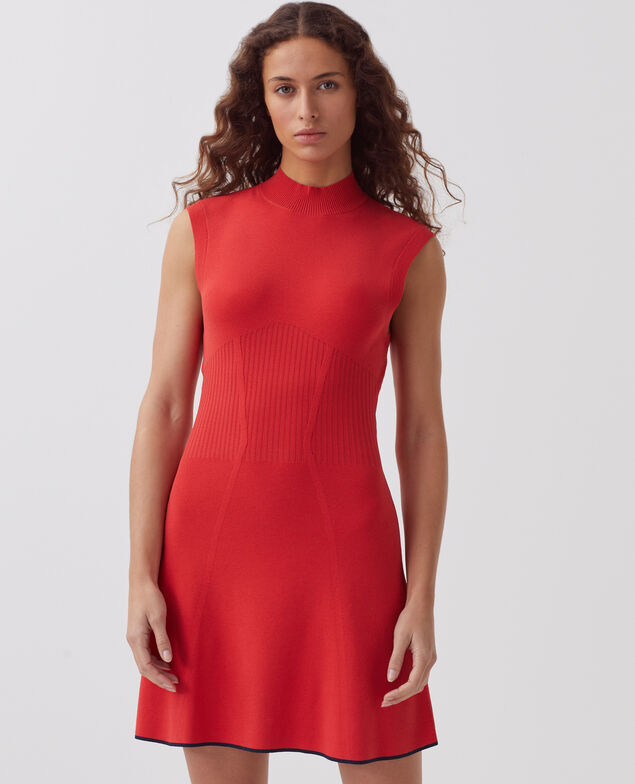 Kurzes Strickkleid J240 paprika orange