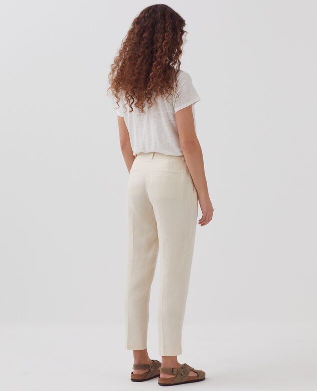 MARGUERITE - Zigarettenhose aus Leinen H303 white swan