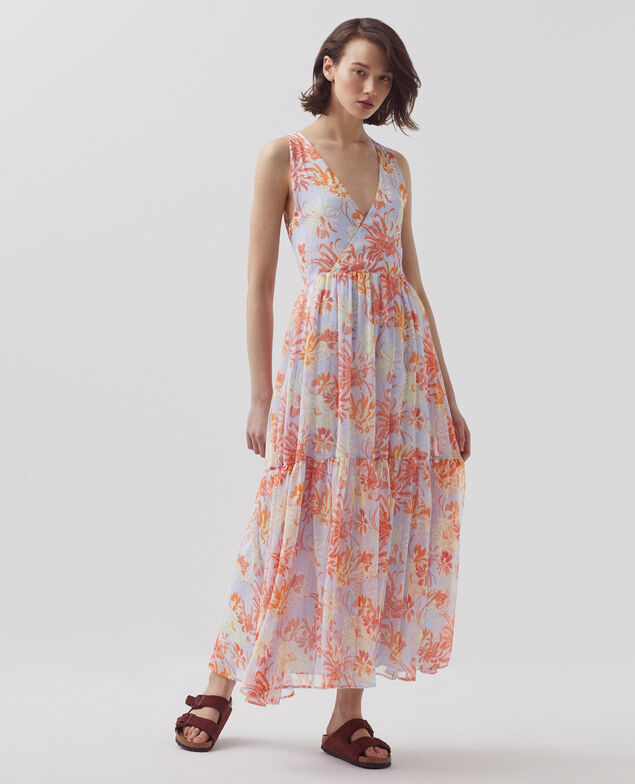 Langes fließendes Kleid H603 dahlia blue