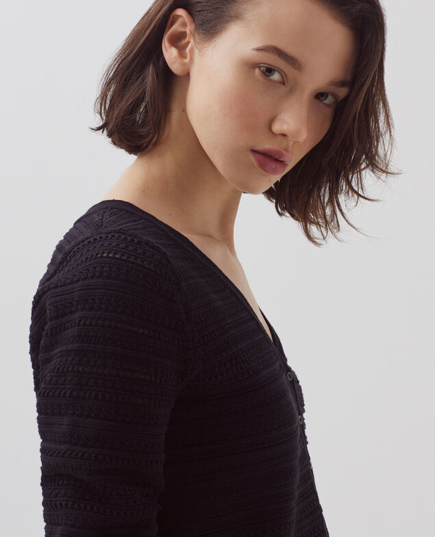 Häkel-Cardigan aus Baumwolle H091 black beauty