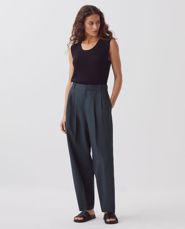 Langes Top aus Leinen H091 black beauty