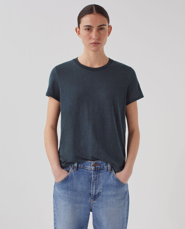 AMANDINE - T-Shirt mit Rundhalsausschnitt aus Baumwolle J690 blueberry