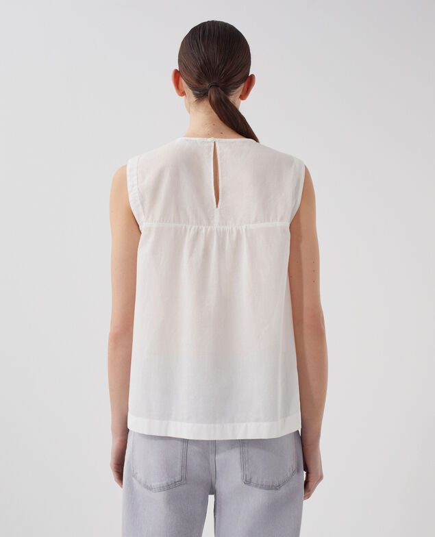 Ärmelloses Top aus Baumwollvoile H013 gardenia
