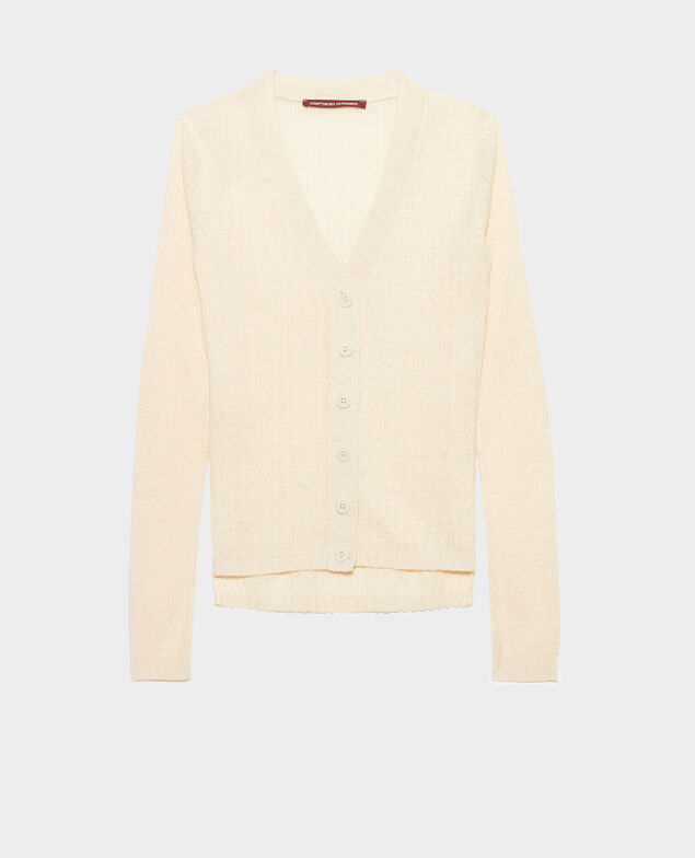 Cardigan aus Leinen 0010 buttercream