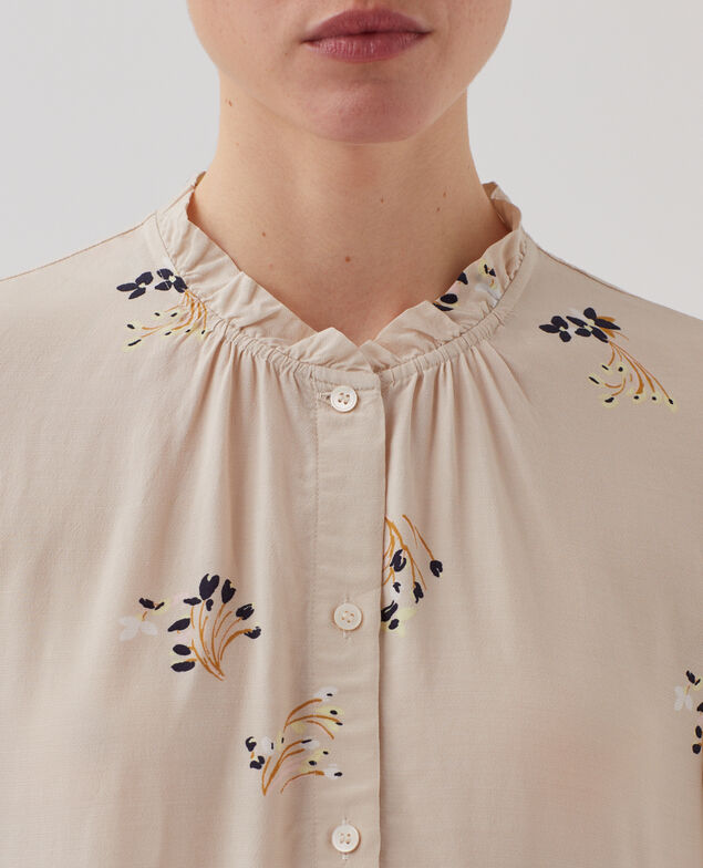 Fließend fallendes Kurzarm-Hemd J311 fl bouquet beige