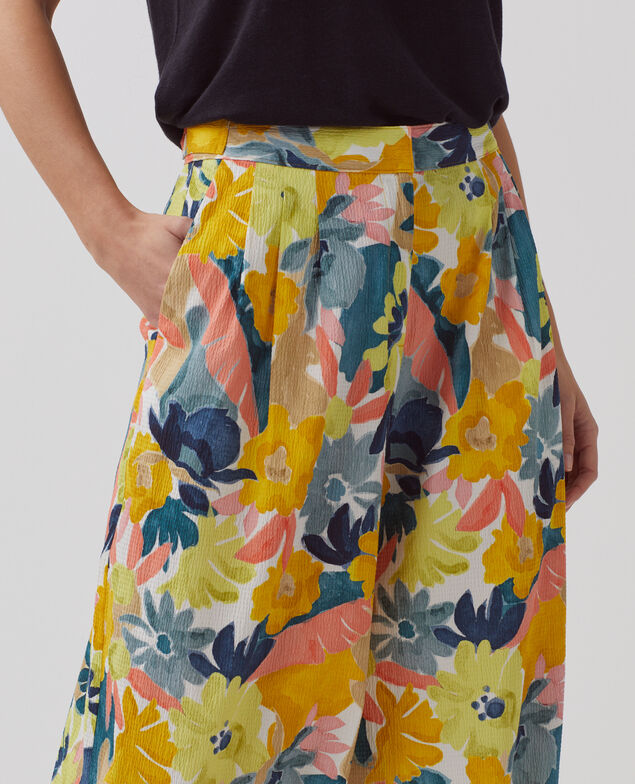 YVONNE - Weite Hose aus Baumwolle 0430 palmeraie yellow