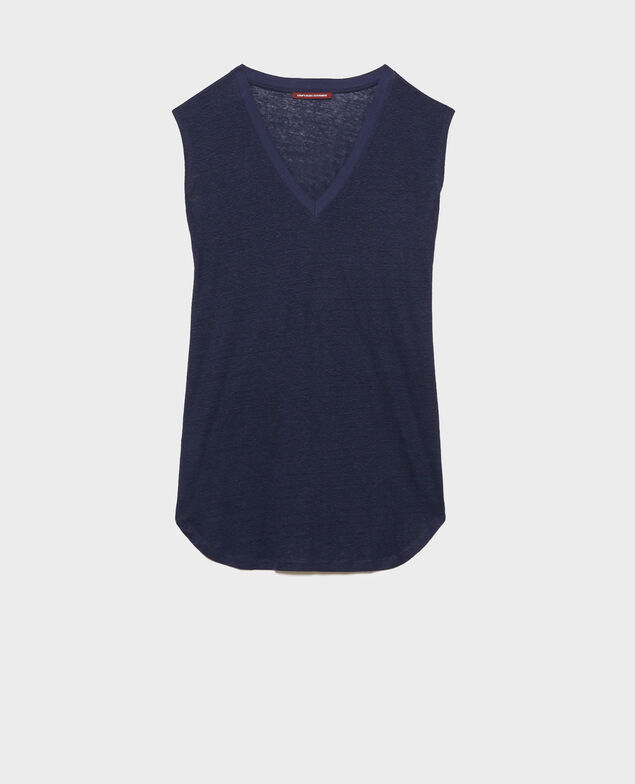 Kurzes Kleid aus Leinen 68 blue