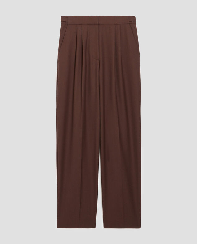 CAMILLE – Wollhose mit Steppfalten I390 coffee bean