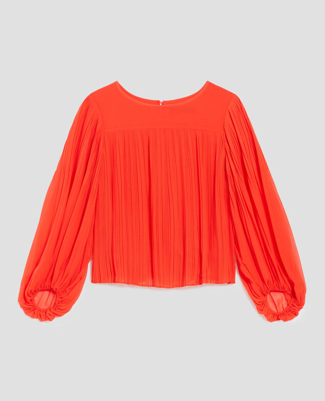 Fließende Plissee-Bluse I250 cherry tomato