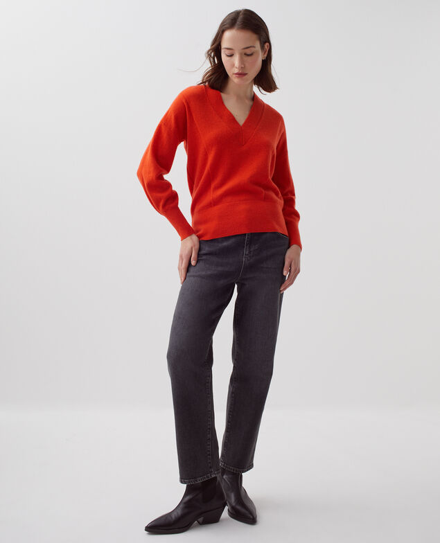 Pullover mit V-Ausschnitt aus Kaschmir I260 pureed pumpkin