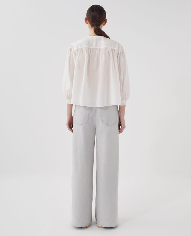 Bluse aus Baumwollvoile H013 gardenia