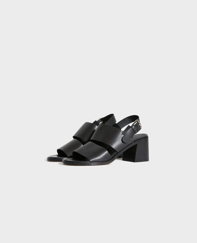 Ledersandalen mit Absätzen 09 black
