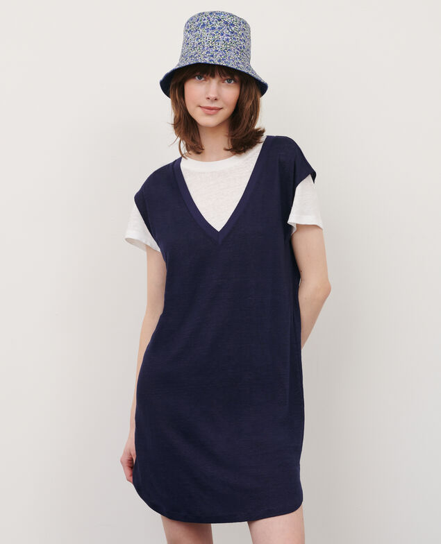 Kurzes Kleid aus Leinen 68 blue