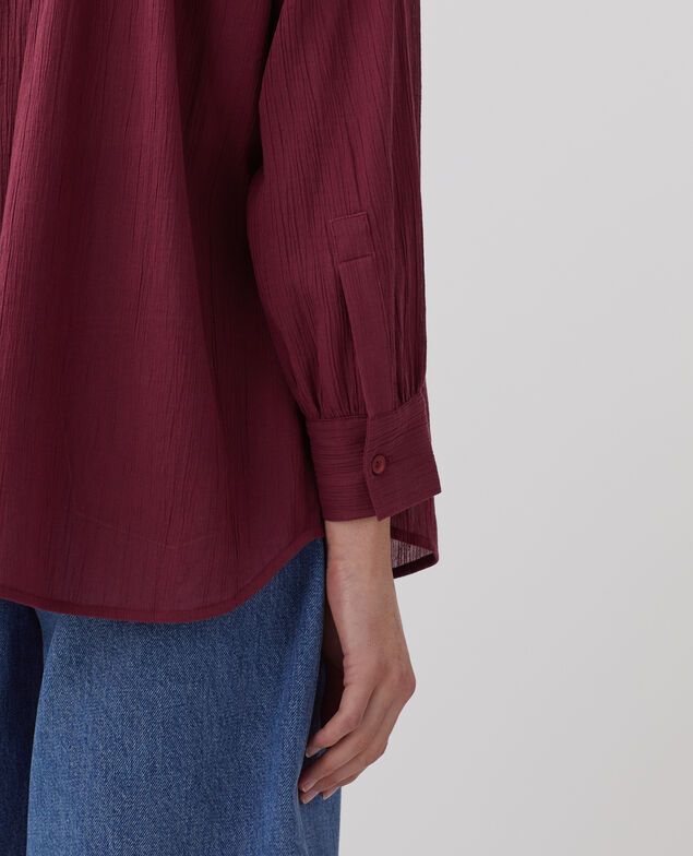 Bluse aus Plissée-Baumwolle J750 burgundy