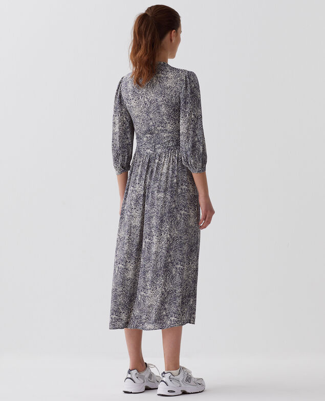 Langes fließendes Kleid H690 micro fl navy