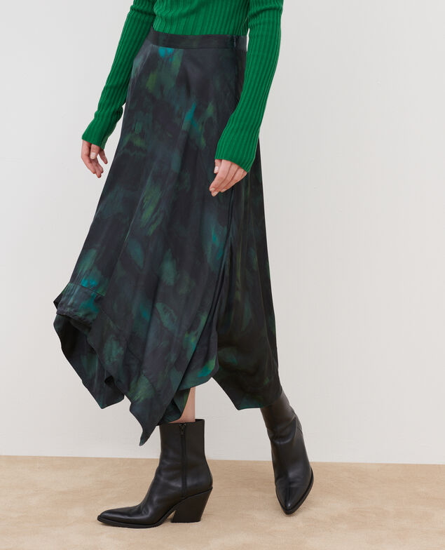 Langer fließender Rock A581 print bolero green 3wsk075v23