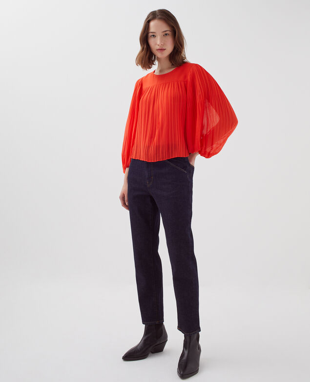 Fließende Plissee-Bluse I250 cherry tomato