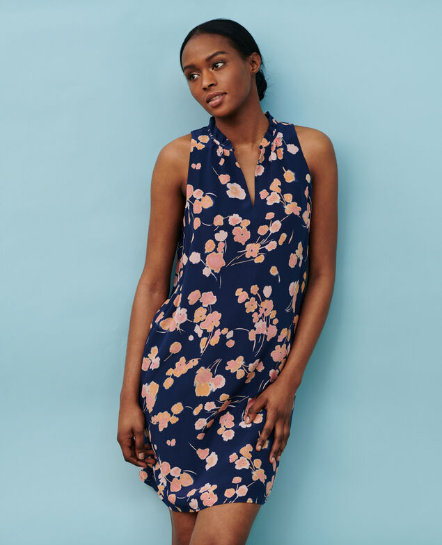 Seidenkleid Print navy