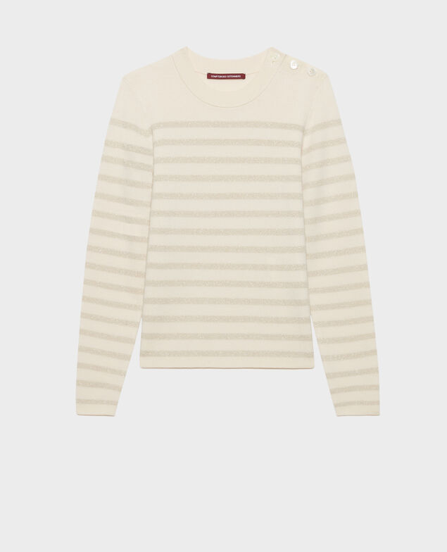 MADDY - Pullover aus Merinowolle im Marinelook 8801 01 offwhite