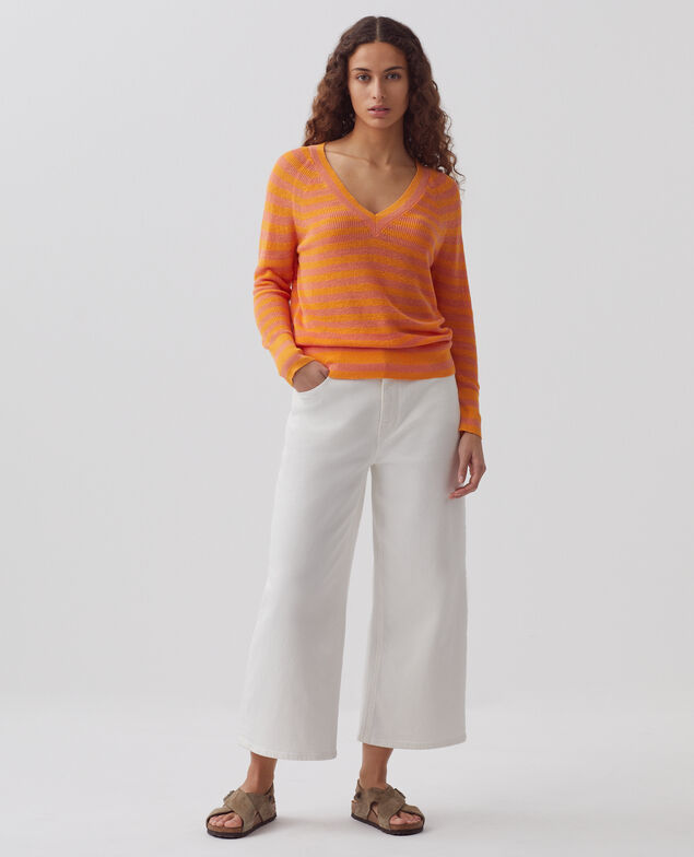 Pullover mit V-Ausschnitt aus Leinen H231 thin sheen