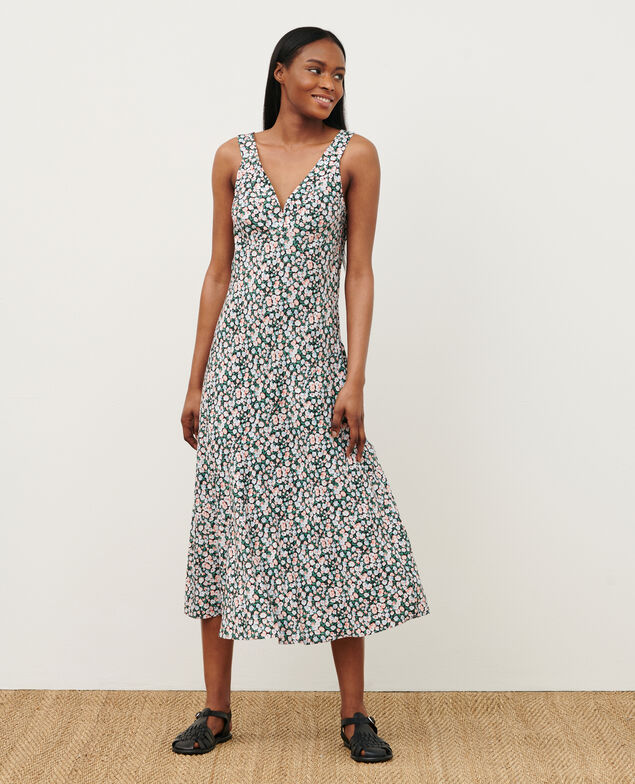 Langes gemustertes Kleid 7300d 119 print blue