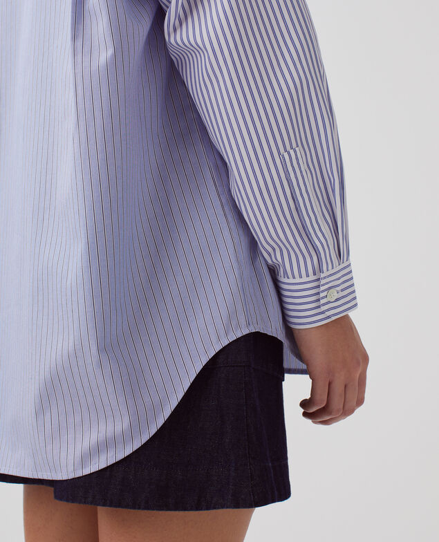 Baumwollbluse A676 stripes mix blue