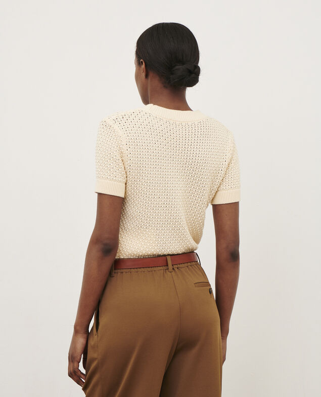 Kurzärmliger Pullover aus Baumwolle 0401 ivory