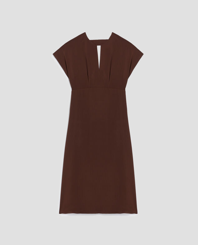 Fließend fallendes Kleid mit seidigem Griff I390 coffee bean