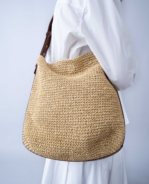 Handgehäkelte Basttasche aus Papier 7003 30 natural