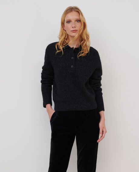 Pullover mit Polokragen aus Alpakamischwolle