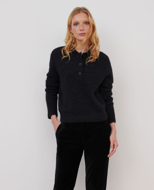 Pullover mit Polokragen aus Alpakamischwolle