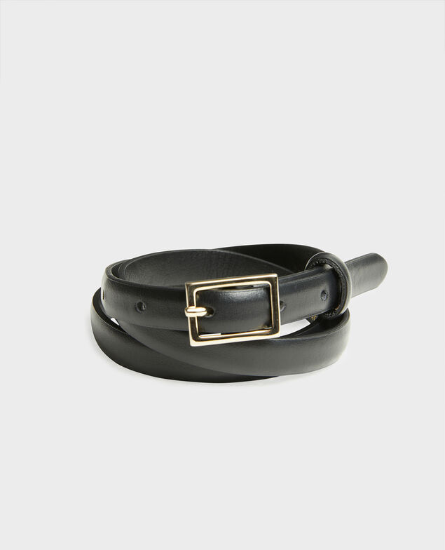  Schmaler Ledergürtel mit rechteckiger Schnalle Black beauty