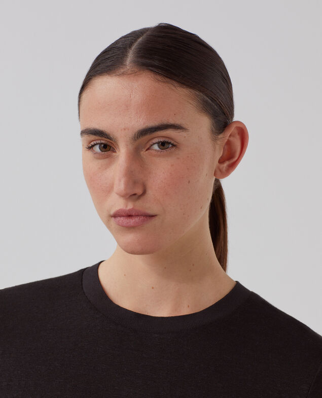 AMANDINE - T-Shirt mit Rundhalsausschnitt aus Baumwolle H091 black beauty
