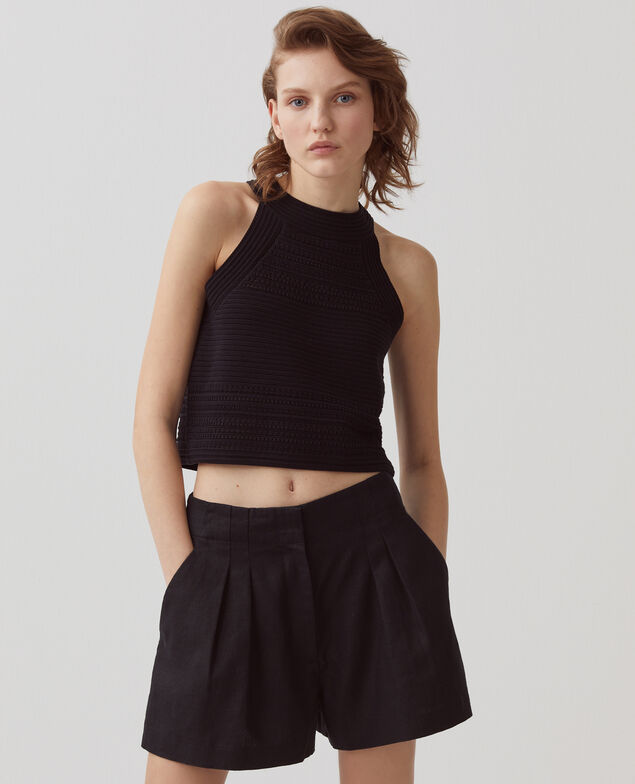 Faltenshorts aus Leinen H091 black beauty