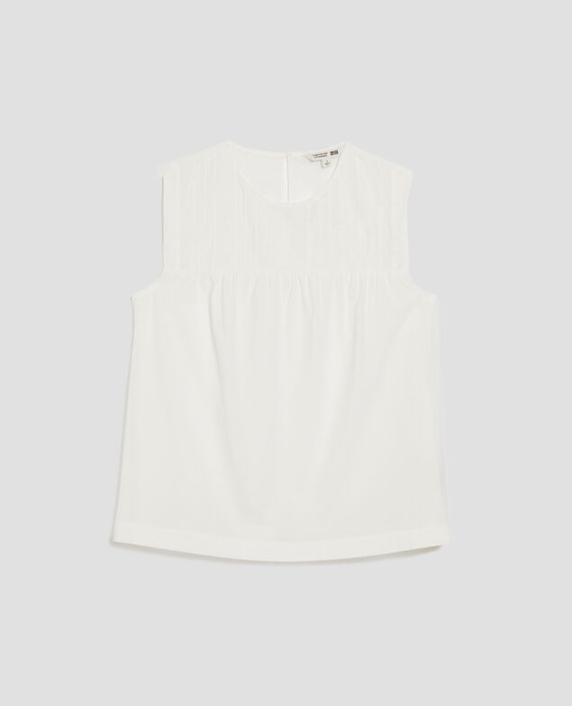 Ärmelloses Top aus Baumwollvoile H013 gardenia